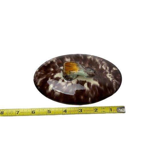 Vintage Jasba Keramik Drip Glaze Ceramic Dish Lid Mark Germany 31 Brown Green - Picture 14 of 16